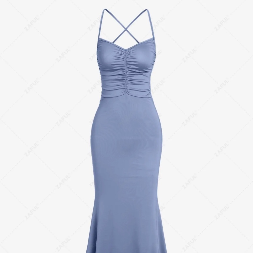 Baby Blue Open Back Dress